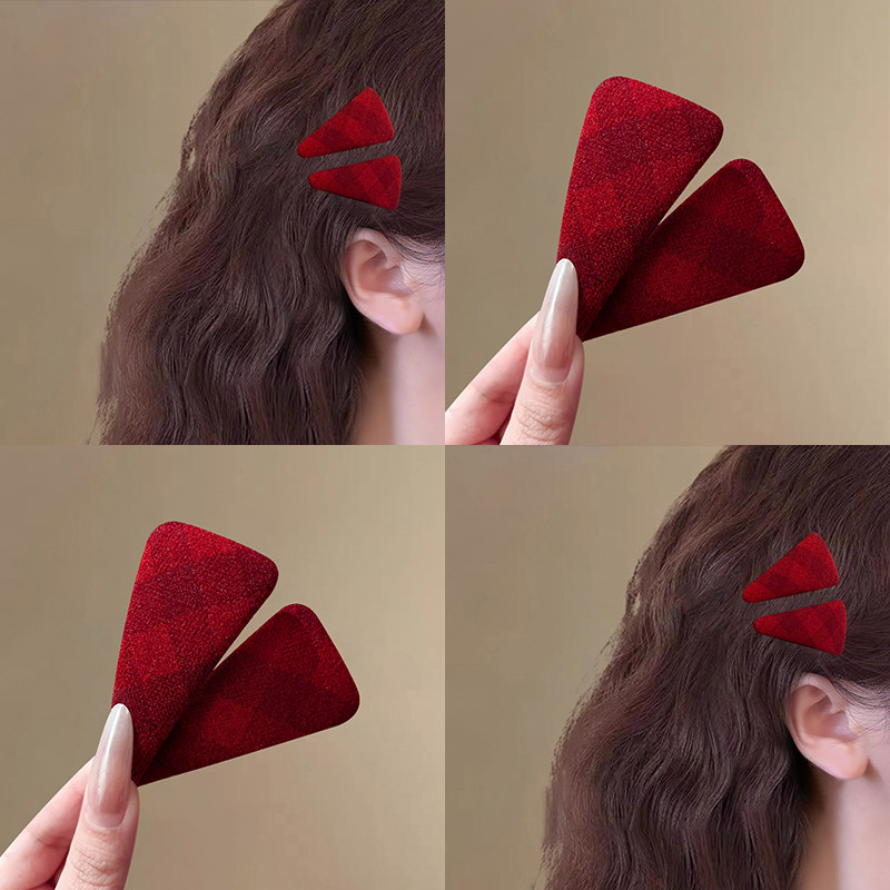 红色格纹布艺发夹女前额碎发bb夹网红新款侧边夹日常百搭发卡发饰,饰品/流行首饰/时尚饰品新,发饰,淘宝优惠券,粉丝福利购,淘宝优惠卷