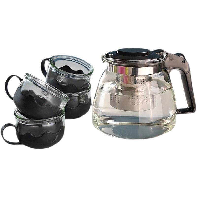 玻璃泡茶壶5件套   璃耐热耐高温家用过滤茶壶沏茶杯大容量冲茶器