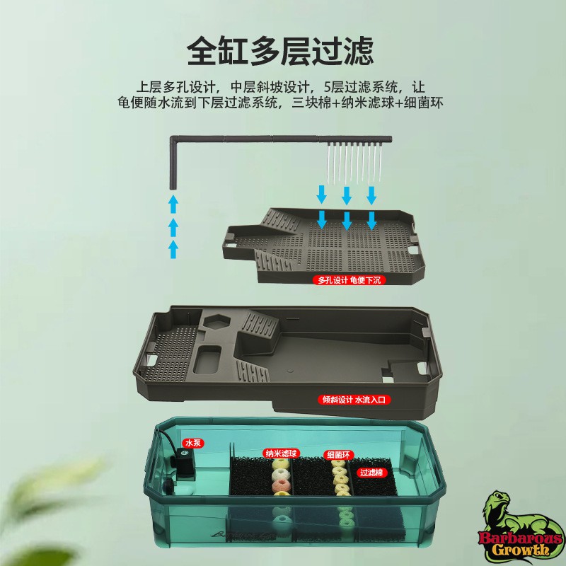 懒人乌龟缸专用饲养生态缸造景别墅巴西龟带晒台爬台家用小型龟箱