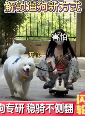 狗拉扭扭车大人版遛狗神器2025年新款防侧翻大型犬外出拉人闪光轮