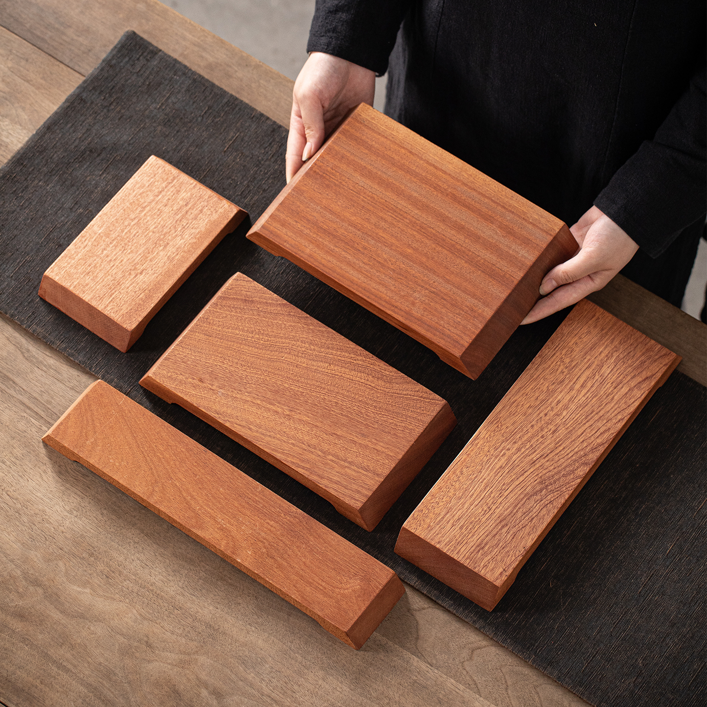 沙比利实木长方形正方圆形展示架托架佛像陶瓷工艺品摆件木质底座