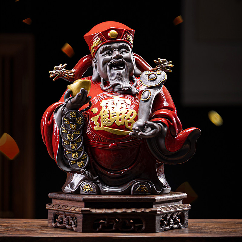 大号陶瓷财神爷招财佛像文财神摆件办公室装饰品家用供奉开业送礼
