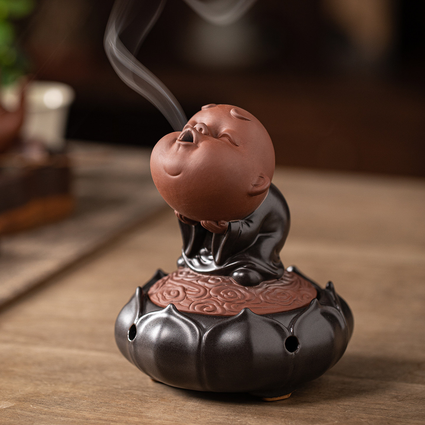 创意陶瓷小和尚香炉家用熏香檀香沉香盘香香薰炉茶桌禅意香道摆件