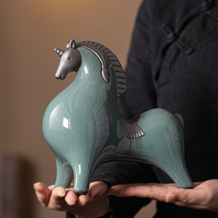 大号陶瓷马唐马摆件一对招财客厅玄关办公桌面装饰生肖马年吉祥物