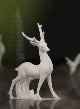鹿摆件陶瓷客厅酒柜玄关装饰品办公室创意白瓷小鹿工艺礼品摆饰景