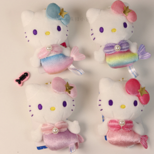 日本正版三丽鸥hellokitty美人鱼50周年豹纹平成毛绒玩偶挂件