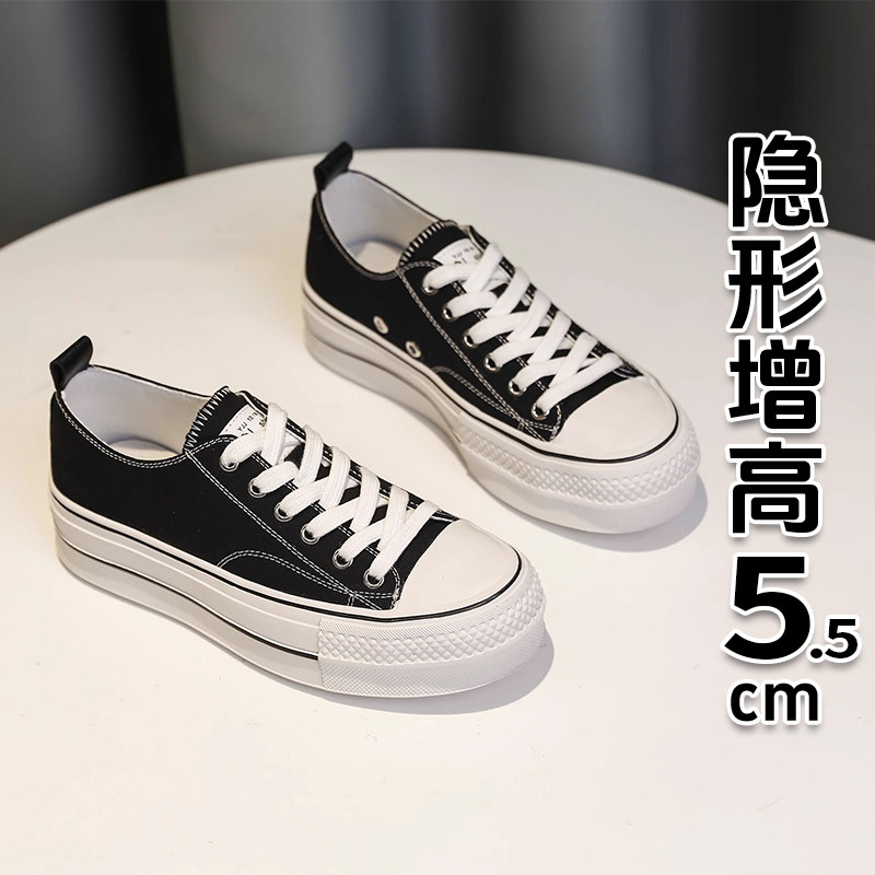香港内增高帆布鞋春秋新