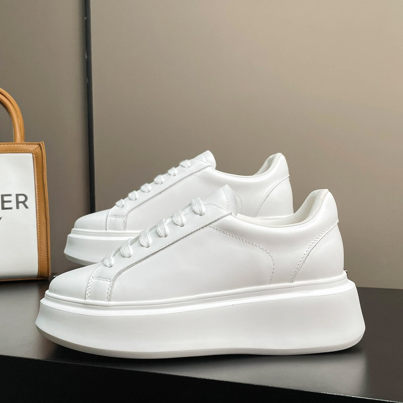 内增高女鞋8cm小个子小白鞋女夏季薄款透气真皮厚底6CM休闲 旅游