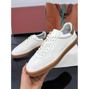 LP德训鞋男新款真皮休闲平底小白鞋经典覆古增高透气板鞋