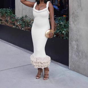 dress shoulder tassel long strap Hand braided woven rope