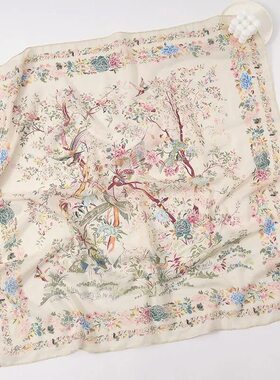 Silk imitation scarf 70cm retro cashew 围巾方巾仿真丝70cm