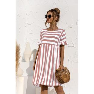 contrast Womens striped patchwork loose pocket