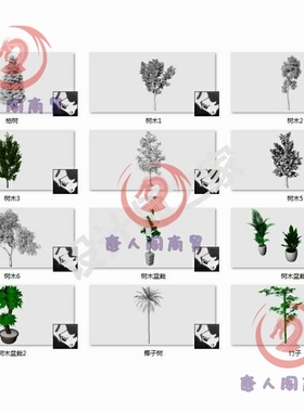 12款树木绿色植物大树干竹模型犀牛rhino/C4D/3Dmax/maya设计素材