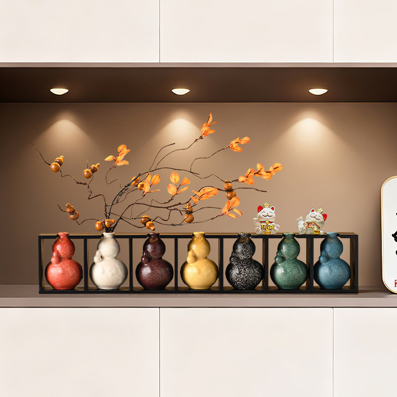 新中式七彩葫芦摆件玄关鞋柜客厅电视柜招财高档装饰乔迁新居礼物,家居饰品,装饰摆件,淘宝优惠券,粉丝福利购,淘宝优惠卷