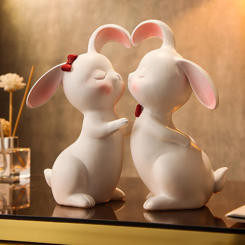 可爱的兔子饰品结婚礼品夫妇和新婚夫妇客厅电视柜家居装饰创意礼