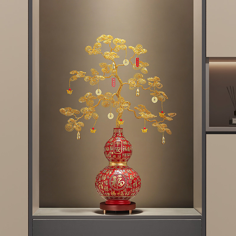 入户玄关五福临门葫芦摆件客厅电视柜发财树招财轻奢装饰乔迁礼物,家居饰品,装饰摆件,淘宝优惠券,粉丝福利购,淘宝优惠卷