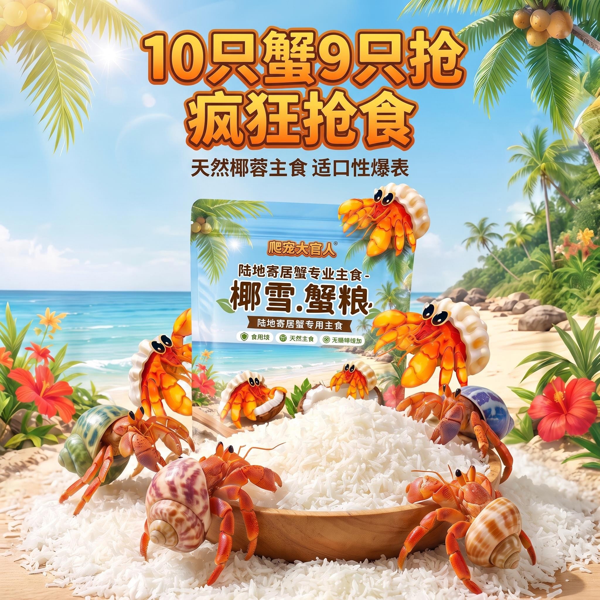寄居蟹粮专用营养粮高蛋白高钙抗应激助蜕皮观赏蟹通用营养饲料
