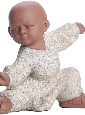 陶瓷中国风太极功夫小和尚摆件