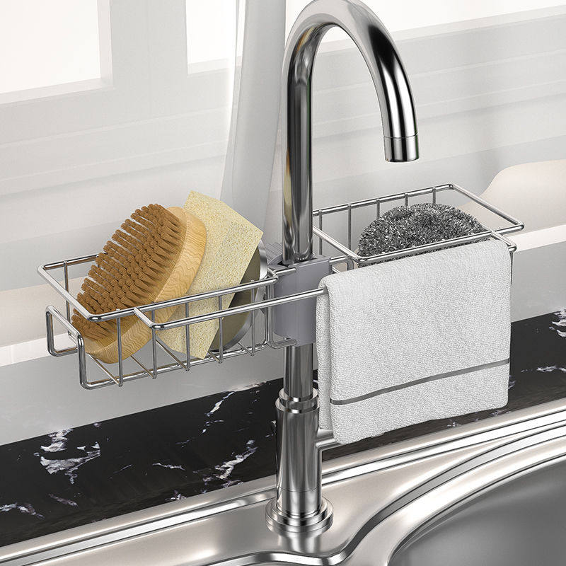 厨房收纳神器水龙头置物架白钢挂篮沥水架洗碗池水槽抹布架沥水篮|ruв категории кухня/посуда, кухонный Гаджет/кухня хранения, кухня хранения шельфа/кухня стойка, 龙头置物架 - от Buy2taobao.com для оказания профессиональной услуги покупки агента Taobao