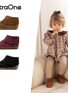 ExtraOne澳洲真皮儿童流苏靴女宝宝加绒保暖短靴防滑软底童靴#415