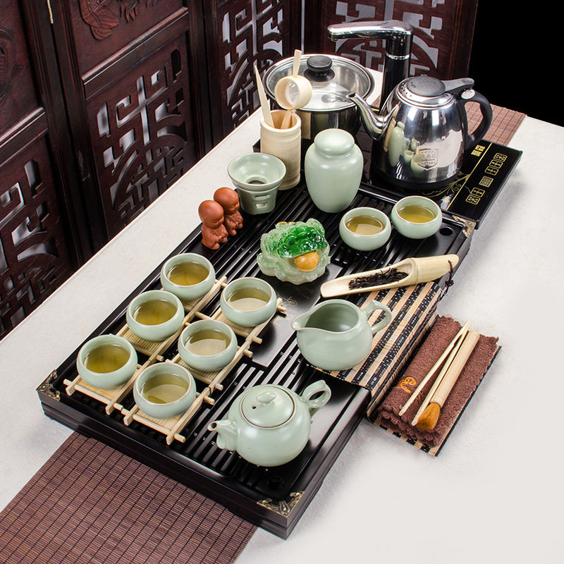 汝窑功夫茶具套装家用全自动一体泡茶茶盘茶具烧水壶厂家直销