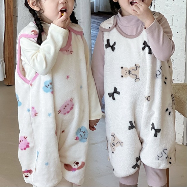 宝宝睡袋秋冬珊瑚绒婴儿童背心