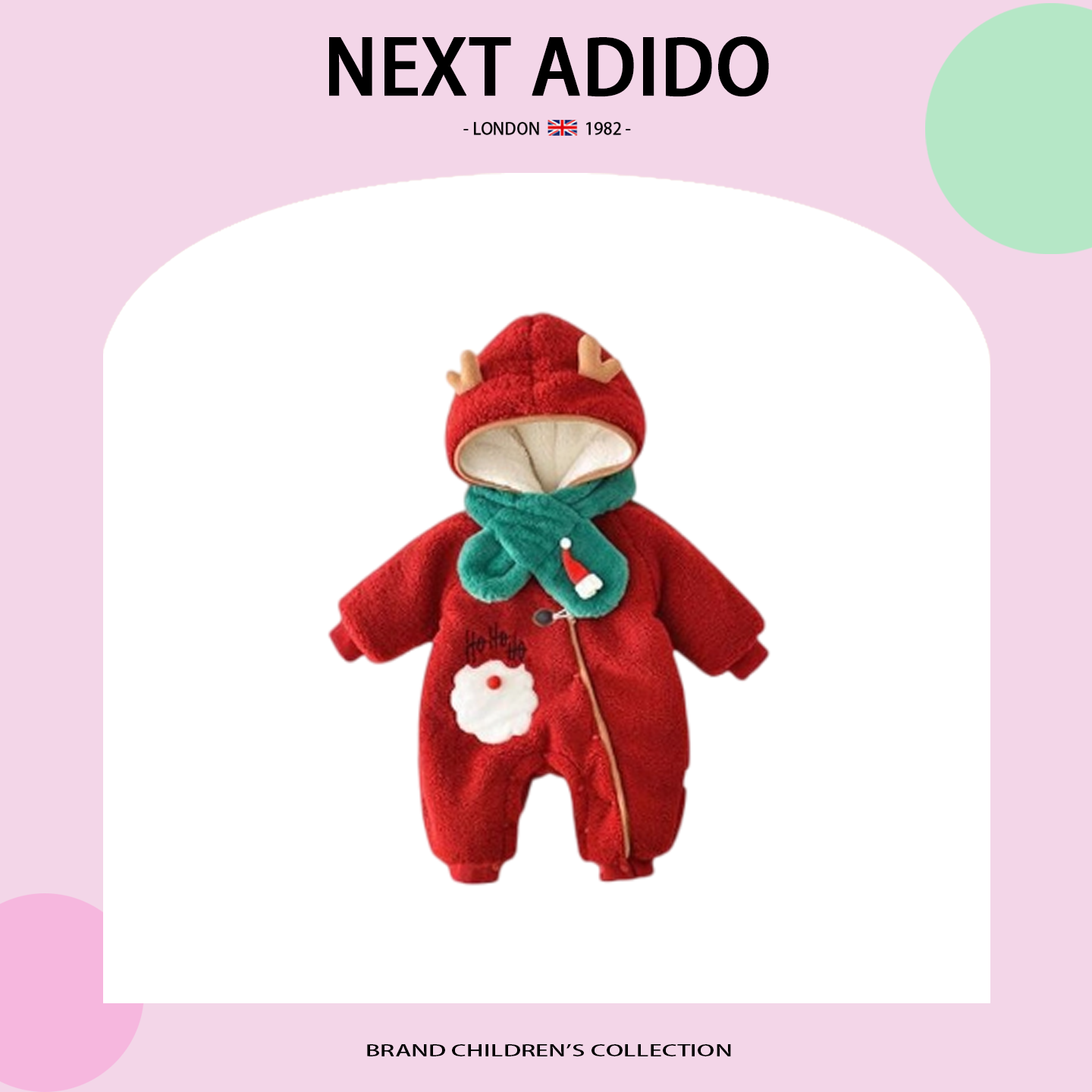 圣诞节婴儿连体衣加厚套装拜年服