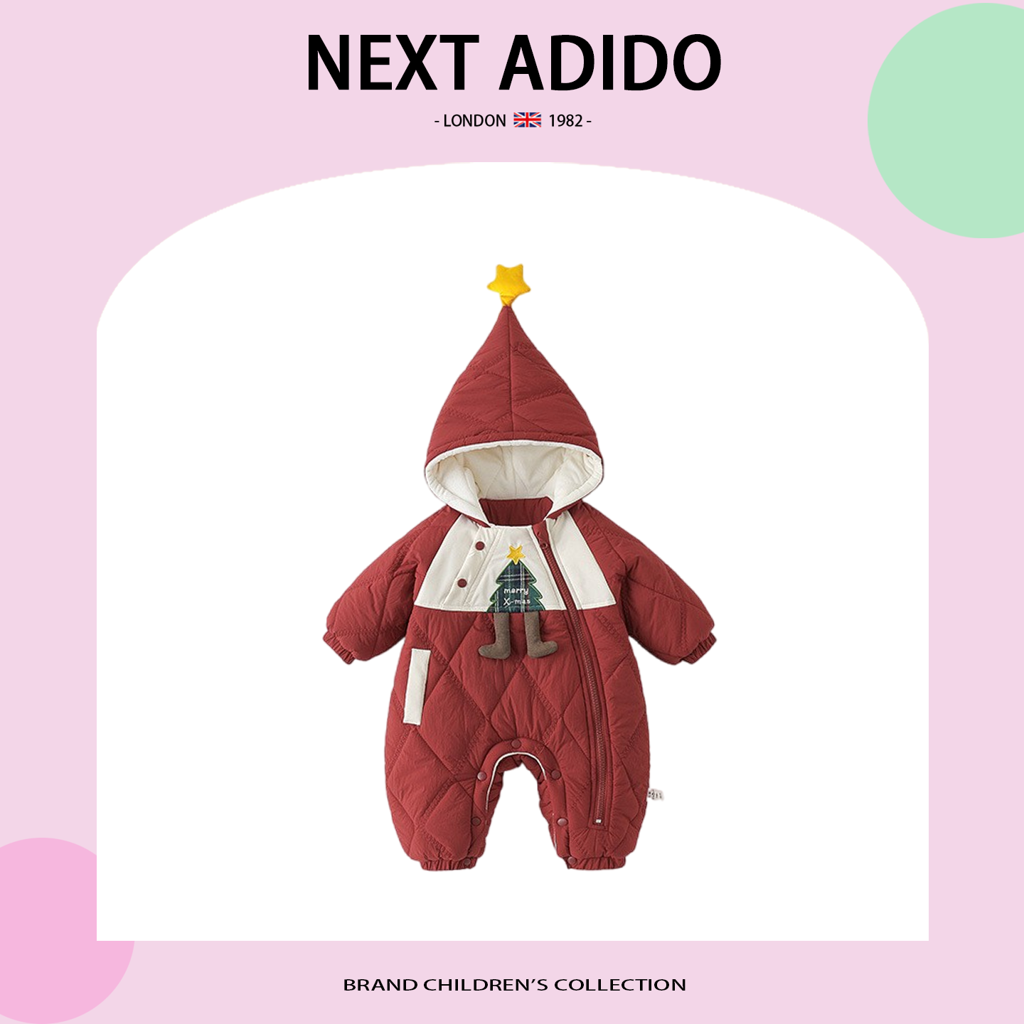 婴儿圣诞连体衣冬季加绒周岁礼服