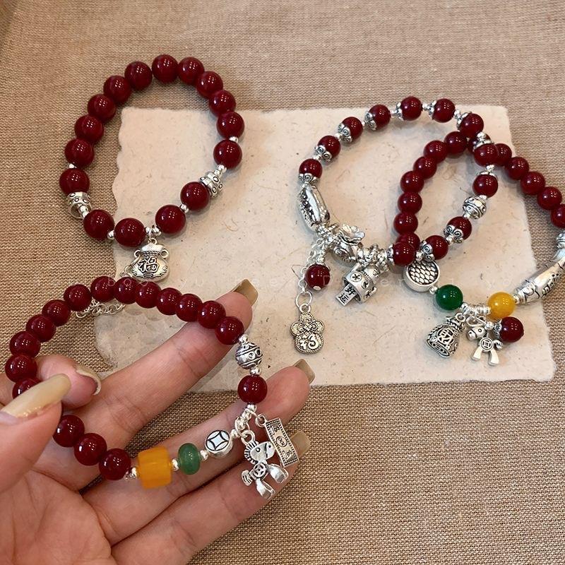 马上有钱~新款串珠招财猫手链女新中式小众设计复古做旧福袋手饰