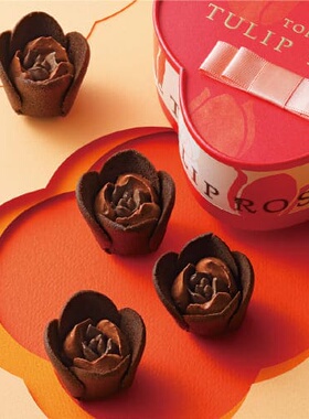 AaronHouse现货日本Tuli Rose情人节限定巧克力夹心郁金香花朵4枚