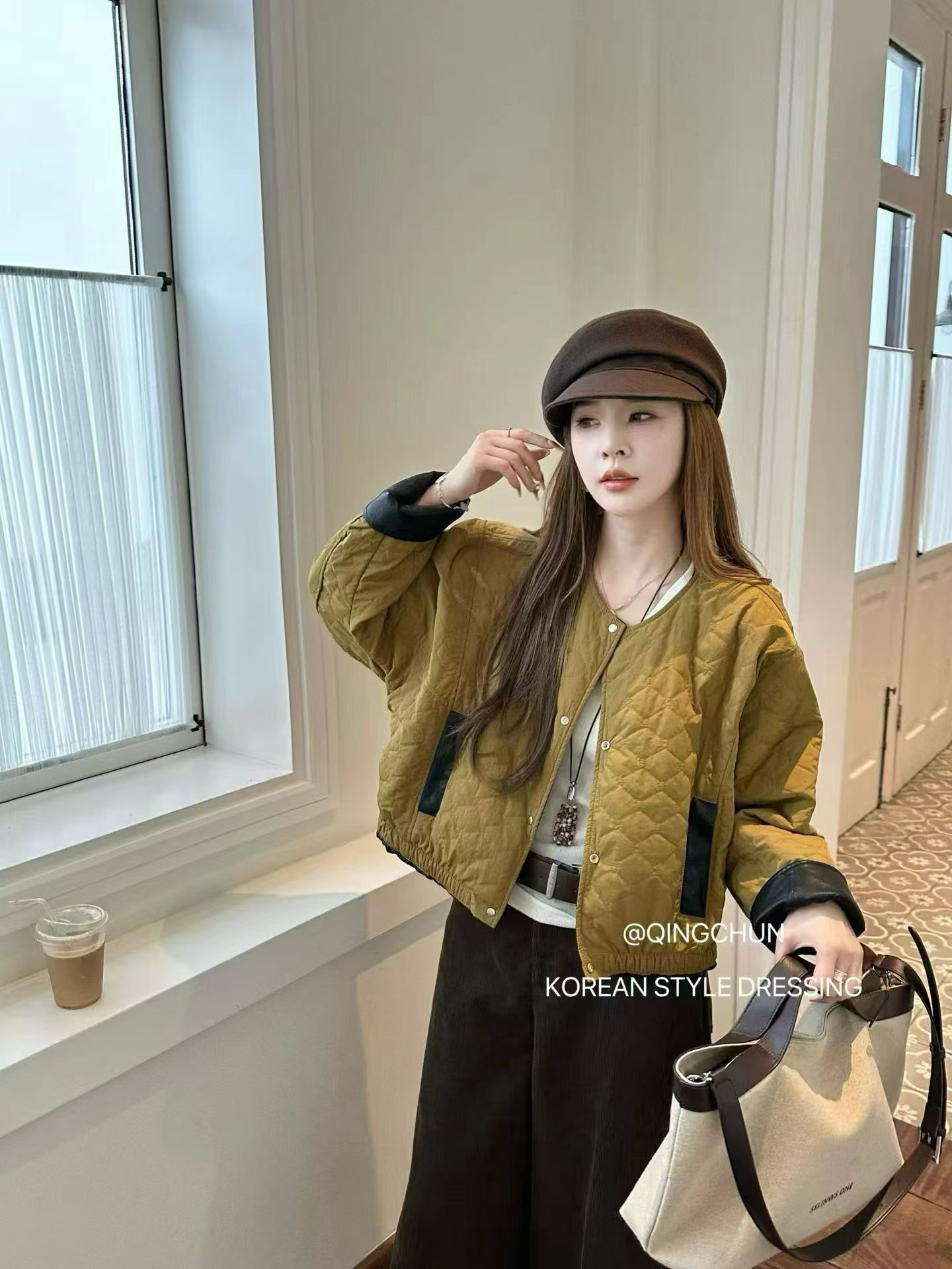两面穿夹棉皮衣女棉服短款2025秋冬轻薄棉衣圆领百搭二棉夹克上衣