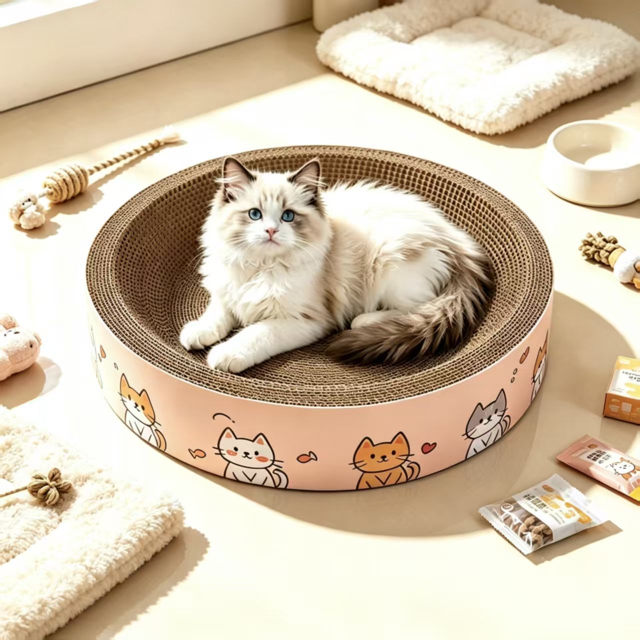 特大号圆形猫窝猫抓板大猫咪一体不掉耐磨瓦楞纸玩具磨爪不烂用品
