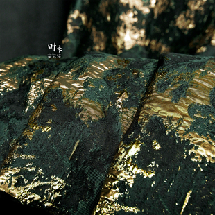 绿色金山复古风混纺浮雕立体肌理提花布料手工diy服装设计师面料