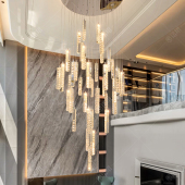 楼中楼覆式 楼中空客厅灯水晶大吊灯轻奢高档别墅挑高loft公寓挑空