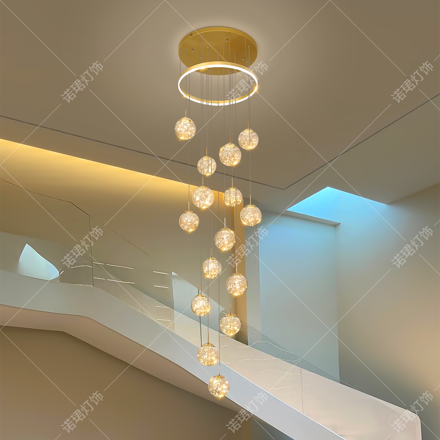 楼梯间吊灯复式楼大吊灯天猫智控