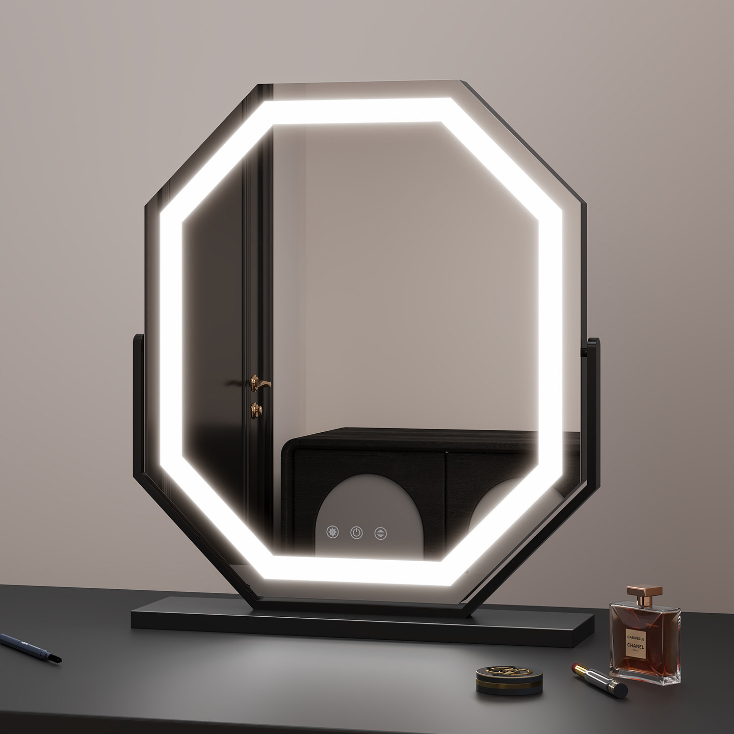 化妆镜led台式桌面带灯大号梳妆镜补光美妆镜智能高清梳妆台镜子