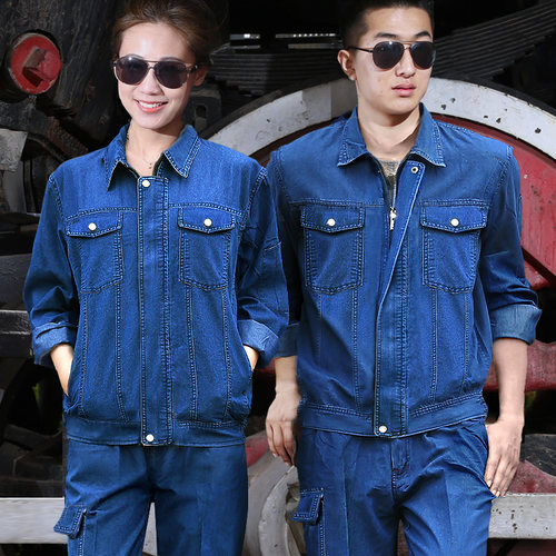 夏季套装薄款工地牛仔劳保服定制