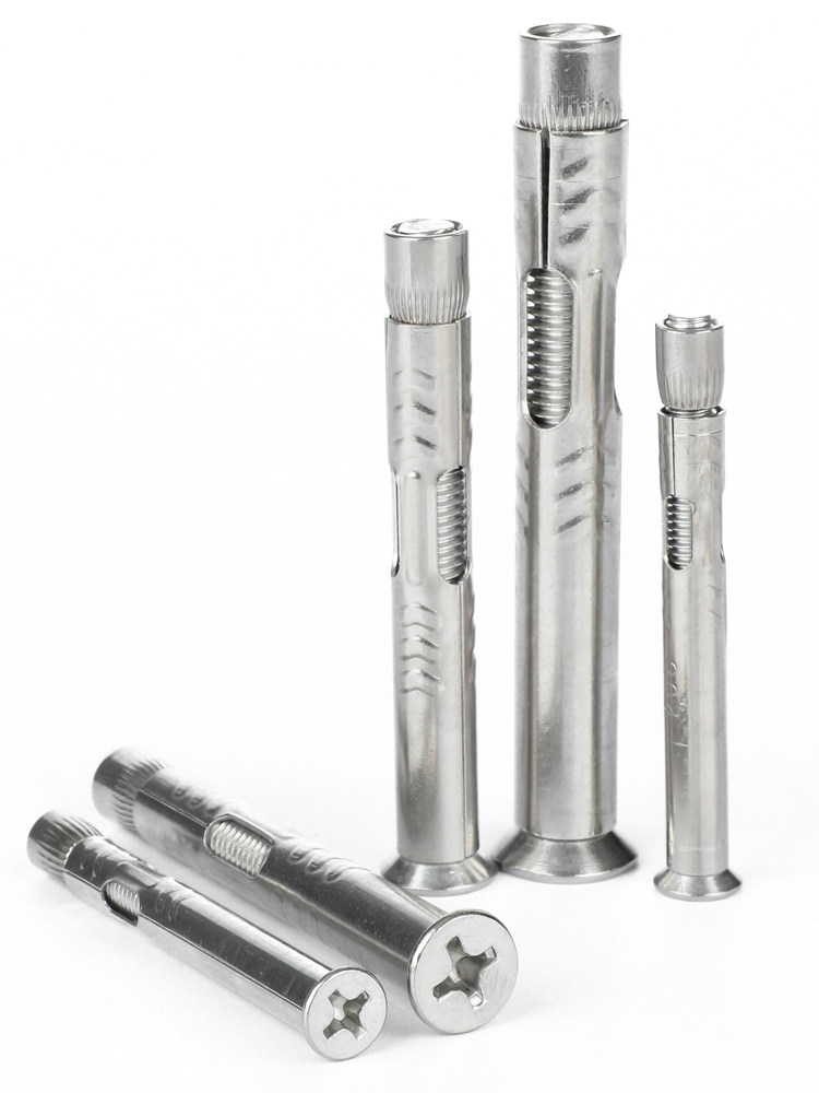 304不钢十锈字沉头内膨胀螺丝加长拉爆管平头内膨胀螺栓盒装m6m8m