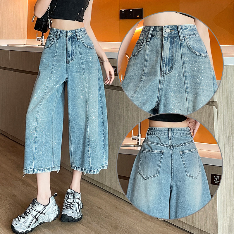 超火铂金亮闪闪弯刀牛仔裤女图片