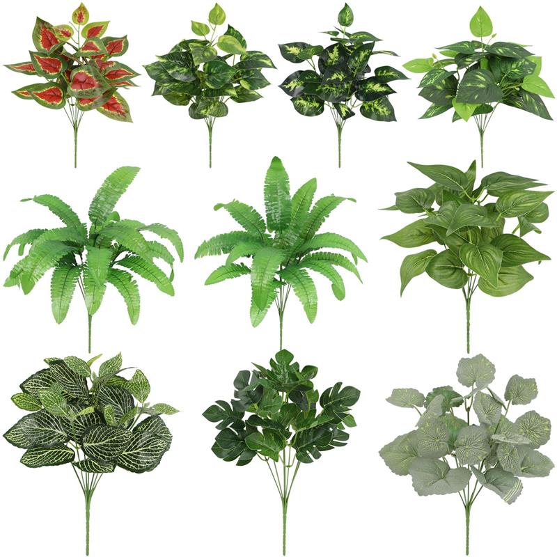 仿真植物墙绿植墙造景装饰插花绿叶假花绿萝7头把束过胶绢布叶子