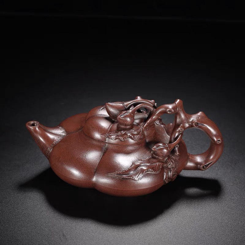清仓处理台湾回流壶名家珍品纯手工壶原矿老紫泥寿桃泡茶壶茶具