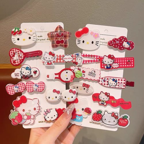 儿童可爱卡通KT猫发夹韩系甜美女孩前额侧边碎发夹宝宝刘海夹头饰