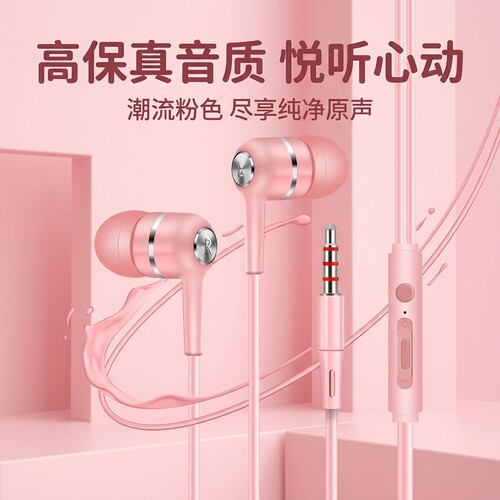 耳机有线入耳式高音质typec接口适用于华为vivo小米OPPO降噪圆孔