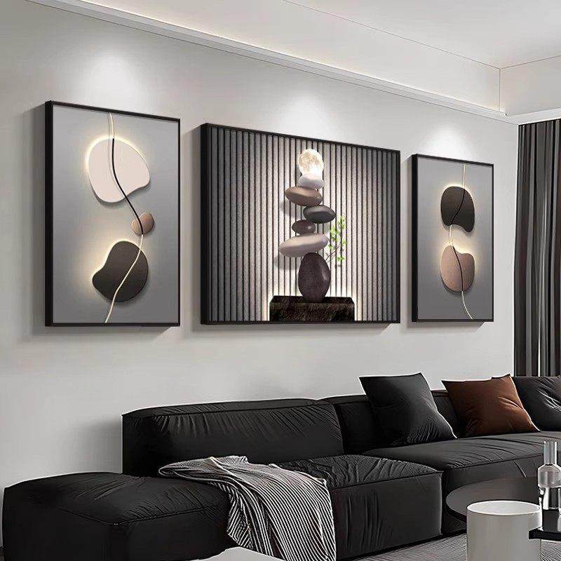 现代轻奢客厅装饰画时来运转沙发背景墙挂画高级感黑白灰抽象壁画,家居饰品,现代装饰画,淘宝优惠券,粉丝福利购,淘宝优惠卷