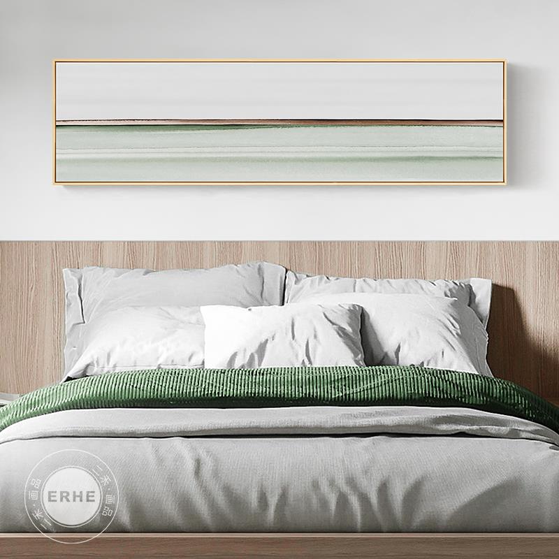 波澜北欧温馨橙色抽象风景油画卧室床头装饰画房间墙壁横长款挂画