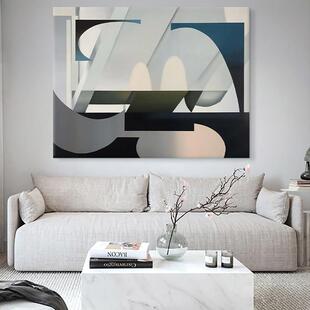 简约侘寂风纯手绘油画客厅抽象艺术横版装饰画玄关现代高级感挂画
