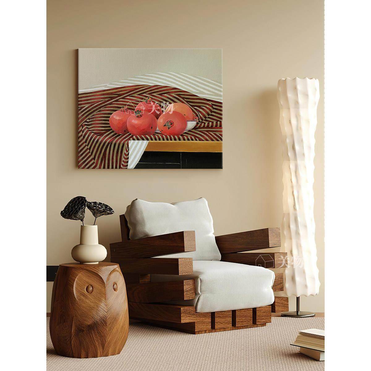 北欧风格石榴手绘油画餐桌边柜装饰画水果客厅挂画设计师款艺术品,家居饰品,现代装饰画,淘宝优惠券,粉丝福利购,淘宝优惠卷