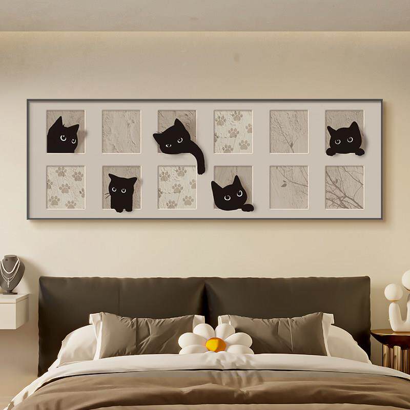 现代简约卧室装饰画抽象创意猫咪现代装饰画