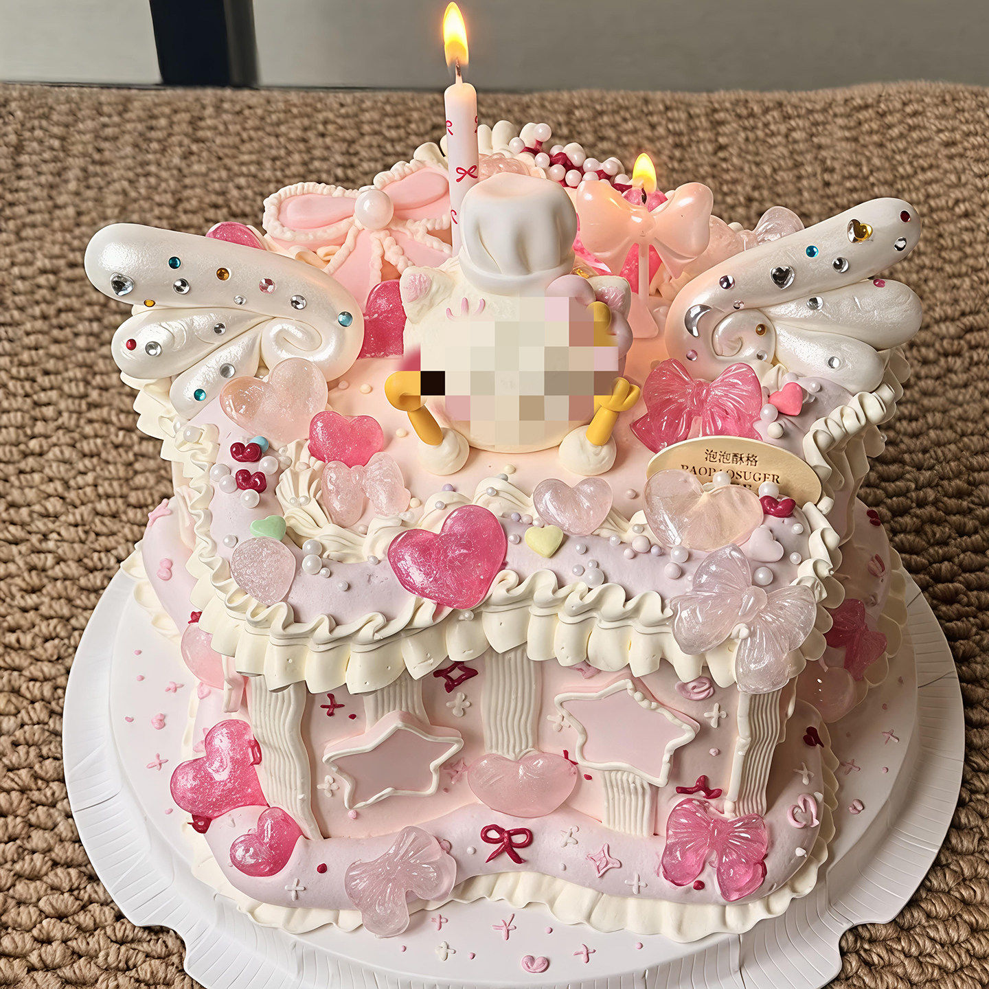 包邮网红生日蛋糕装饰插件翻糖卷卷天使翅膀硅胶模具爱心蝴蝶结