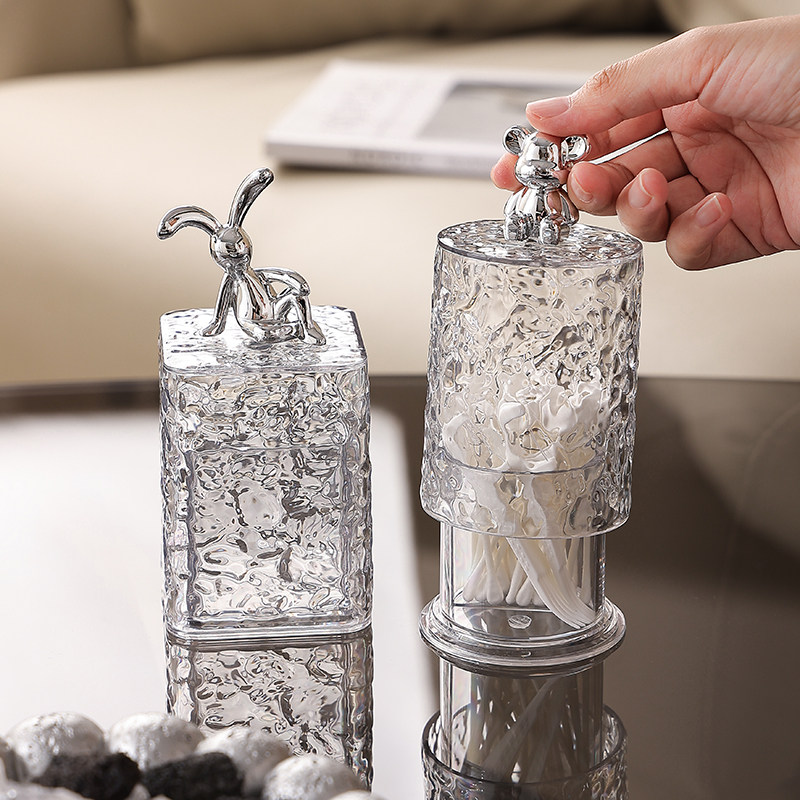 牙签盒轻奢高级家用棉签盒水波纹透明牙签罐创意牙签筒新款牙线盒,收纳整理,牙签盒,淘宝优惠券,粉丝福利购,淘宝优惠卷